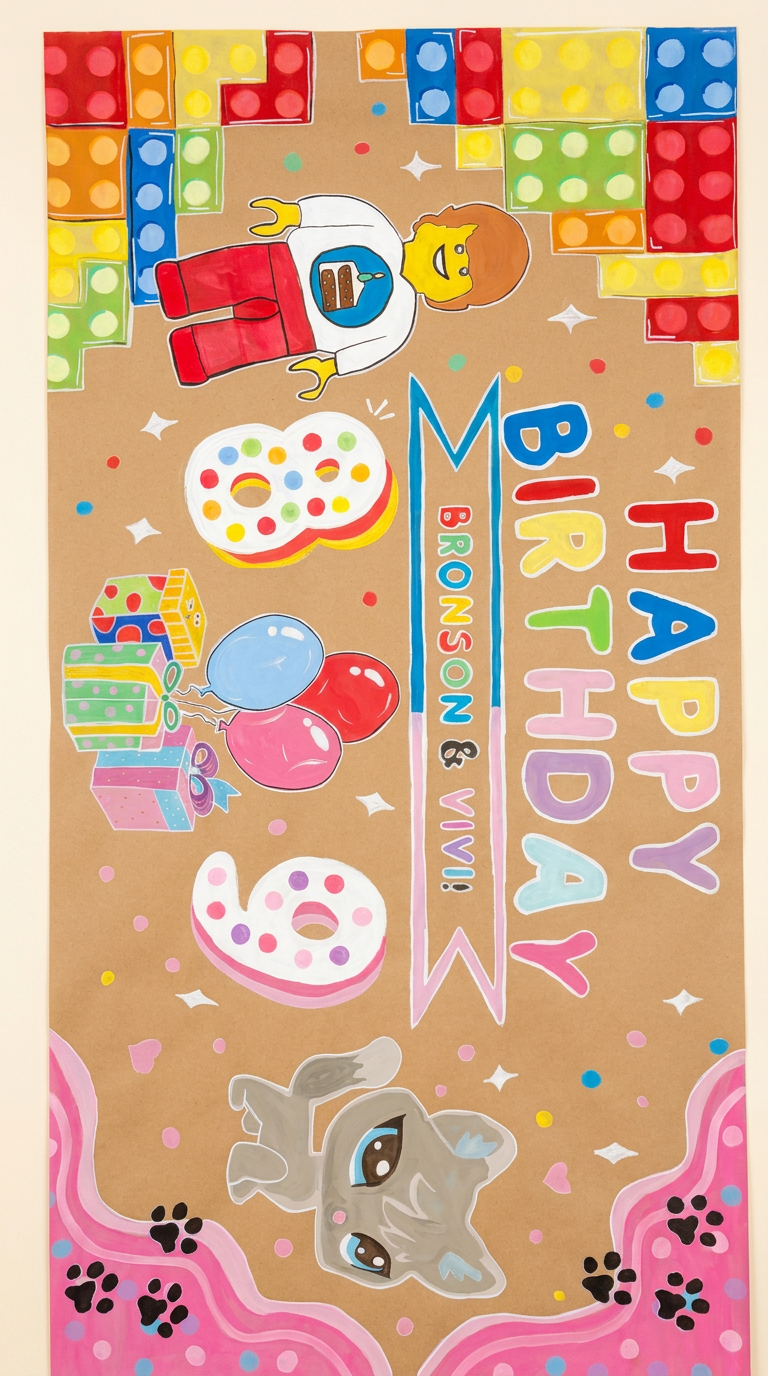 Birthday Parties hand-painted banner